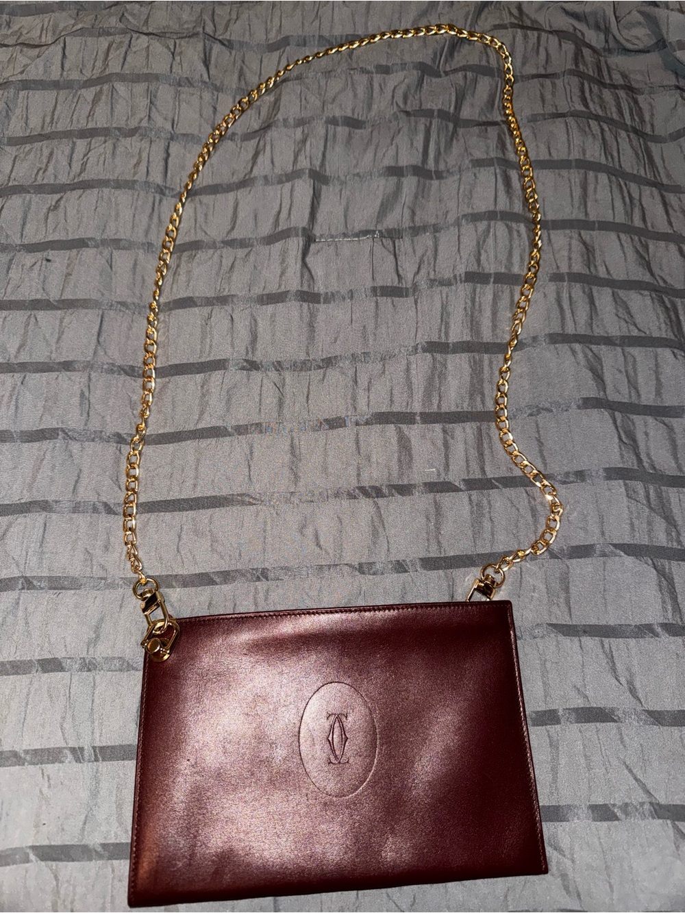 Cartier Red and Brown Interior Pouch/Make up bag